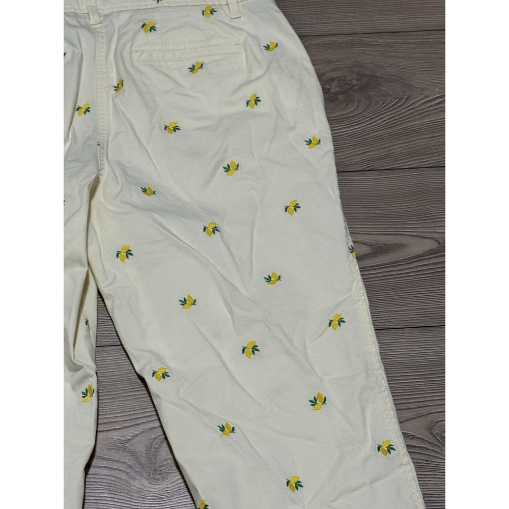 Talbots Relaxed Chino Pants Women's 10P Yellow Lemon Embroidered Stretch Ankle - Picture 6 of 11